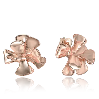 Náušnice MINET Decentní rose gold stříbrné náušnice kytičky JMAN5028RE00