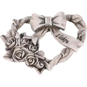 Srdce se stuhou a mašlí - pietní, polyresin, šedá - KEO068-S