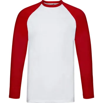 Pánské tričko Fruit of the Loom Pánské triko s dlouhým rukávem 61-028-0 White-Red S
