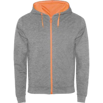 Pánská mikina Roly Fuji Pánská mikina s kapucí SU1105 Heather Grey 58-Fluor Orange 223 L