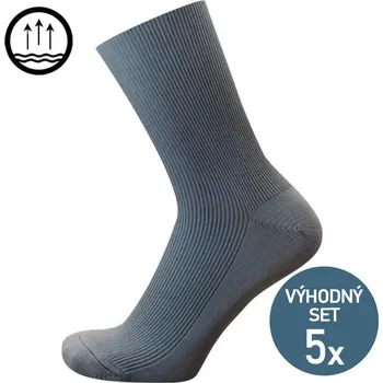 Pánské ponožky KNITVA Zdravotní ponožky bez lemu NELA - 5 párů šedá střední 43
