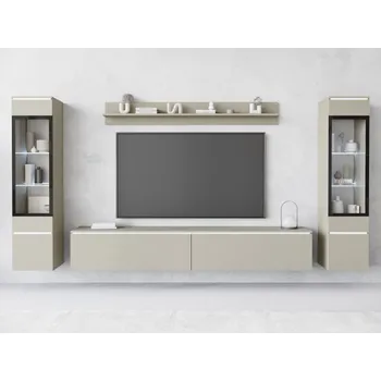 Nábytek do obývacího pokoje Sawoti II, Barva: kašmírová béžová, Osvětlení: osvětlení LED - bílé MIRJAN 5903211457265