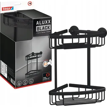 Drátěná police Rohová koupelnová polička Samolepicí Tesa ALUXX BLACK, košík do sprchy