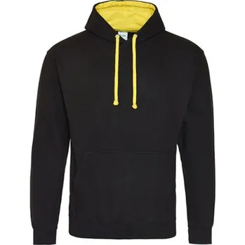 Pánská mikina Just Hoods Unisex mikina s kapucí JH003 Jet Black-Sun Yellow S