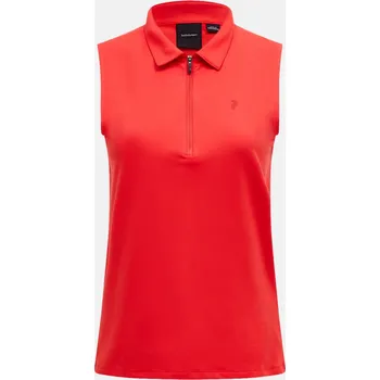Dámská košile POLOKOŠILE PEAK PERFORMANCE W COMFORT ZIP SL POLO BRILLIANT RED/BLACK/
