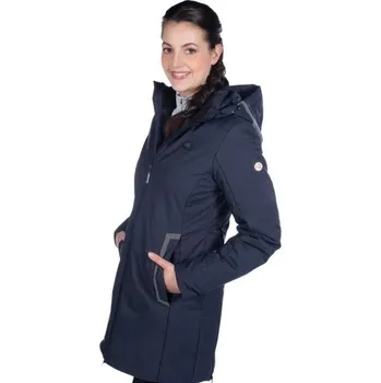 Jezdecké oblečení Dámská nepromokavá bunda HKM Elegant Style s integrovaným vyhříváním deep blue (S)