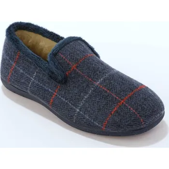 Dámské žabky Bačkory s vlněnou podšívkou a kostkovaným potiskem nám. modrá 45