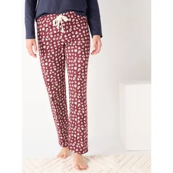 Dámské pyžamo Blancheporte Pyžamové dlouhé kalhoty s celopotiskem bordó/režná 34/36