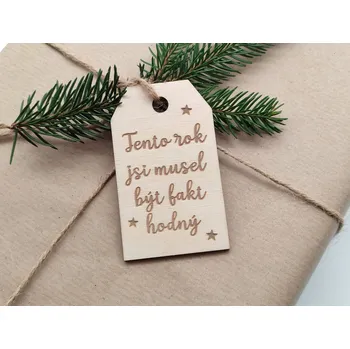 Dárková visačka Visačka na vánoční dárky „Tento rok jsi musel být fakt hodný“ - D-decor
