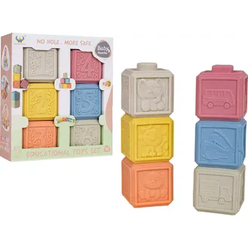Hračka pro nejmenší EKO sada barevných senzorických kostek pro miminka