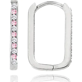 Módní doplněk Náušnice z bílého zlata obdélníky se zirkony Au 585/1000