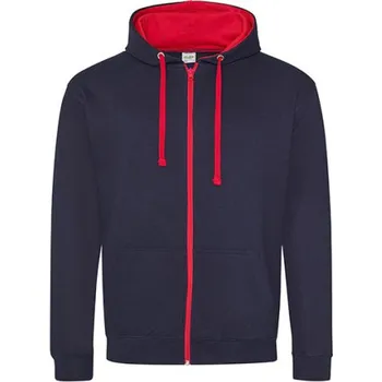 Dámská mikina Just Hoods Dámská mikina na zip JH053 New French Navy-Fire Red XL