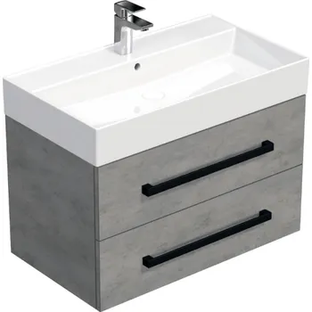 Ložnice Swiss aqua technologies Koupelnová skříňka s černou úchytkou a umyvadlem SAT Cube Way 80x53x46 cm beton mat CUBE46C803BESAT