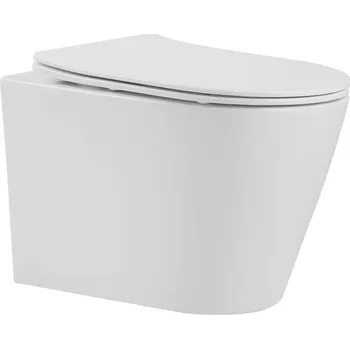 Klozet Klozet závěsný se sedátkem Plano Geneve Round Rimless Twis Flush 52 x 36,5 x 36,5 cm, bílá