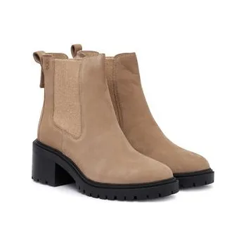 Dámské kozačky Polokozačky Tommy Hilfiger Th Nubuck Chelsea Cleated Heel FW0FW09158 Béžová 40