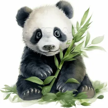 Nažehlovačka Panda mládě a bambus - 6 x 6 cm