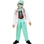 Zombie doktor (krvavý kabát s košilí a kostmi na hrudi, kalhoty, čepice, rouška, stetoskop) - 128 cm / 5-7 Years