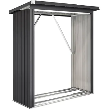 Dřevník Outsunny Dřevník Outsunny, přístřešek na dřevo, ocel, zdvojená podlaha, šikmá střecha, 150 x 66,5 x 150 cm, tmavě šedý
