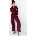 Sensis Vínové dámské mušelínové pyžamo S-XL rozpinan Velikost: XL, Barva: Vínová