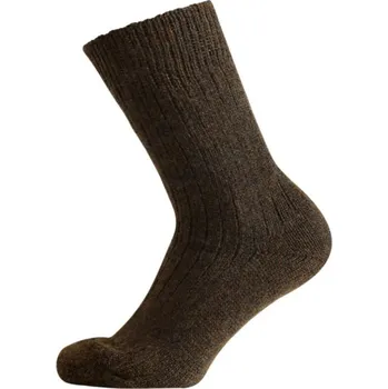 KNITVA Barevné vlněné ponožky MAREK Tmavě hnědá 43