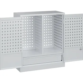 Skříňka na nářadí Dílenská závěsná skříňka s děrovanými stěnami a zásuvkou C+P