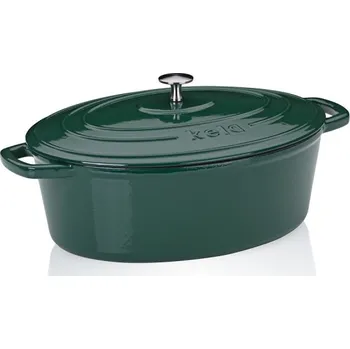 pekáč KELA Pekáč litinový s poklicí Calido oválný smaragdově zelená 33x26x12cm 6l KL-12902