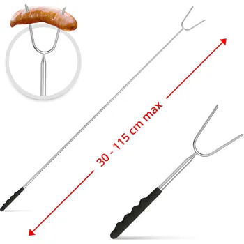 Příslušenství pro gril Ocelová teleskopická grilovací vidlice TADAR 115 cm