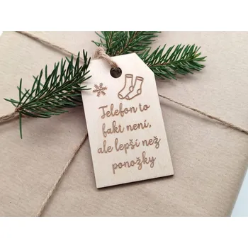 Dárková visačka Visačka na vánoční dárky „Telefon to fakt není“ - D-decor