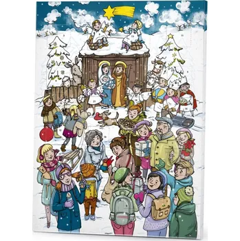 Čokoláda Fairobchod Bio adventní kalendář s vánočními motivy Zima v češtině, 37 % kakaa