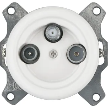 Elektrická zásuvka Porcelánová TV/SAT AX-W zásuvka bez rámečku, bílá