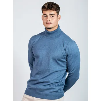 Pánský svetr Pánský bavlněný rolák R01 v modré barvě, VELIKOST M