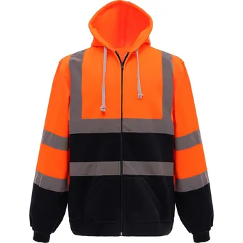 Pánská mikina Yoko Reflexní mikina na zip HVK07 Fluorescent Orange-Navy 3XL