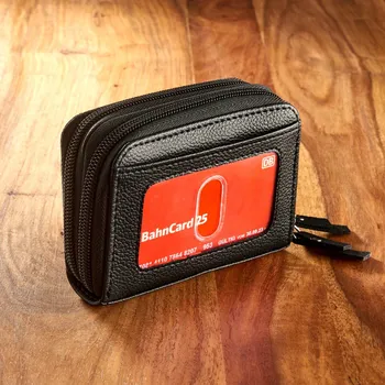 Peněženka 3Pagen Dvojitá kožená peněženka černá 8 x 11 x 3 cm