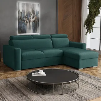 Sedací souprava Malá sedací souprava PEDRO L | 235x170 cm | rozkládací + úložný prostor | polohovatelné záhlavníky | VÝBĚR TKANIN