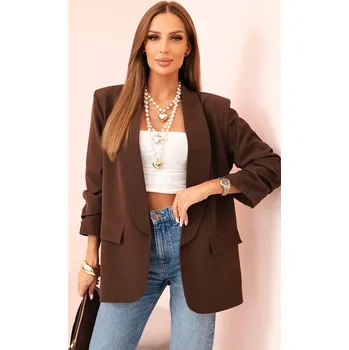Pánský blejzr Elegantní dámský hnědý blejzr bez zapínání Velikost: ONE SIZE