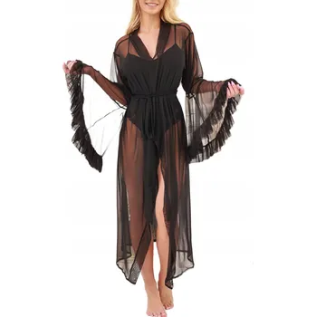 Dámský župan Župan Průsvitný Sexy Župan Průhledný Skylar M Černá noc