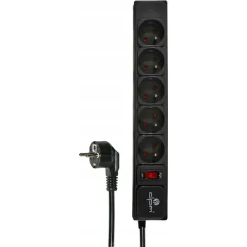 Napájecí kabel Prodlužovací Kabel přepěťová ochrana DPM 5 m 5 ks zásuvek, černá