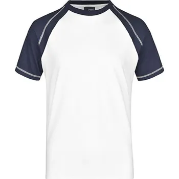 Pánské tričko James&Nicholson Pánské triko JN010 White-Navy L