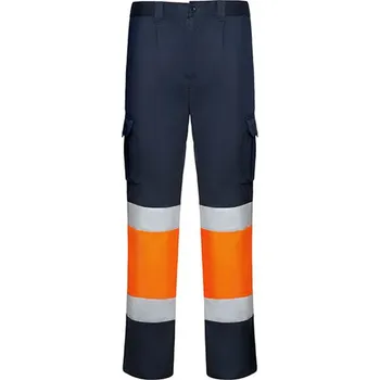 Roly Reflexní pracovní kalhoty HV9312 Navy Blue 55-Fluor Orange 223 50