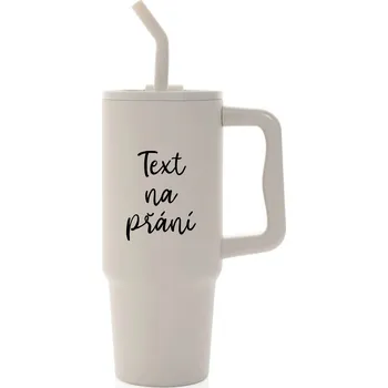 Termohrnek TEXT NA PŘÁNÍ - béžový cestovní termohrnek 900 ml