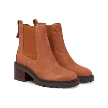 Dámské kozačky Polokozačky Tommy Hilfiger Th Nubuck Chelsea Cleated Heel FW0FW09158 Hnědá 38