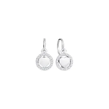 Náušnice Náušnice dětské bílé zlato Srdíčko se zirkony