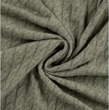 Metrový textil - zimní úplet COPÁNKY KHAKI - látka na šaty či svetr - Zelená, 125 cm