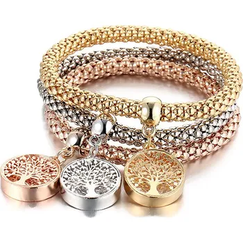 Náramek Silver Star Moonlit Mirage dámské náramky Strom života, zlaté 3 kus