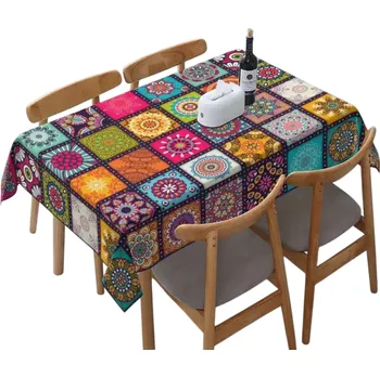 ubrus Obdélníkový polyesterový barevný ubrus 140 x 240 cm Dekorativní potah na stůl Odolný omyvatelný ubrus pro domácí restaurace i venkovní použití