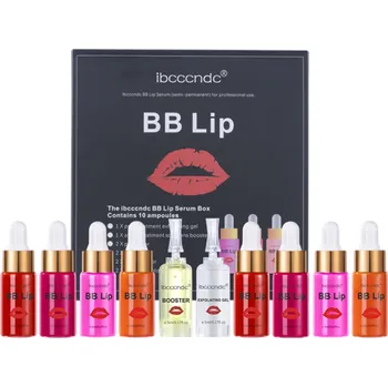 Lesk na rty Sada BB lesků na rty 8ks s exfoliačním gelem a boosterem 5 ml Péče o rty Hydratace Lesk Exfoliace Výživa Kosmetická sada