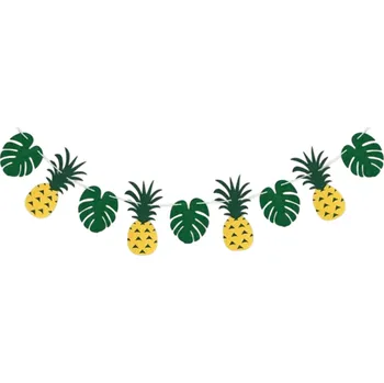 Karnevalový doplněk Ananasový banner s listy 8x15 cm Tropická dekorace Havajská Letní Párty Safari Džungle Svatba Narozeniny Tematická Výzdoba Oslav