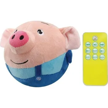 Hračka pro psa Interaktivní plyšová hračka pro psy a kočky prasátko 15 cm skákací mluvící míček s USB dobíjením a ovladačem modrá