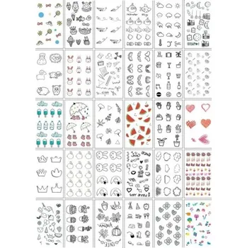 Tetovací strojek Sada 30 ks dočasných tetování 5,7 x 9,7 cm ovoce zvířata sladkosti rostliny a hravé motivy pro děti i dospělé