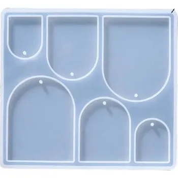 Silikonová forma 10,8 x 9,9 cm Obloukové přívěsky Formička na pryskyřici s otvory pro očko Výroba šperků náušnic klíčenek